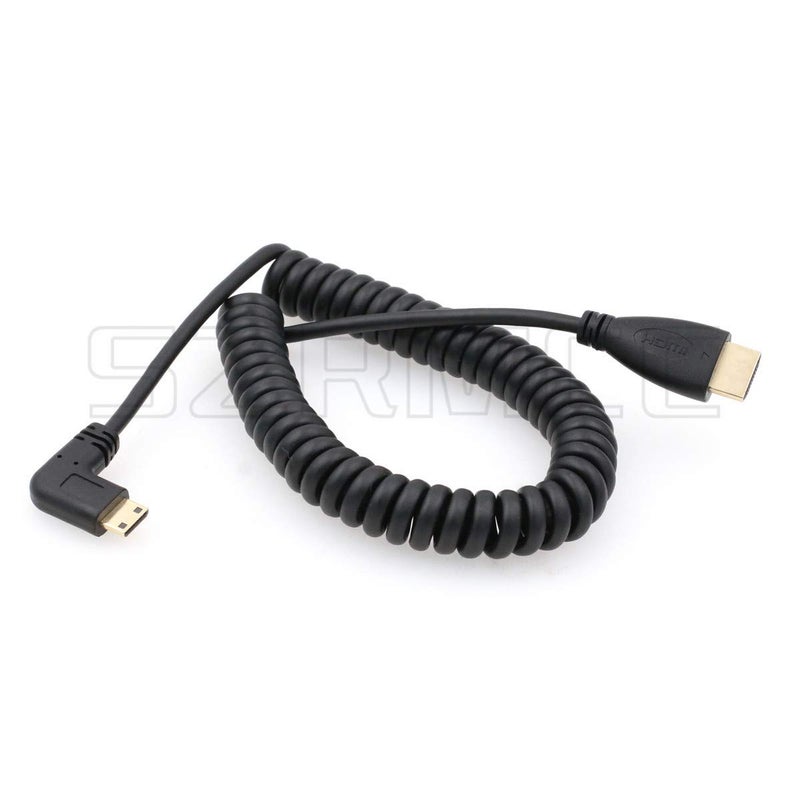 SZRMCC Left Angled Mini HDMI to Full HDMI High Speed Coiled Cable for Canon Sony DSLR Camera ATOMOS Monitor (Left Mini HDMI-HDMI) - Image 5